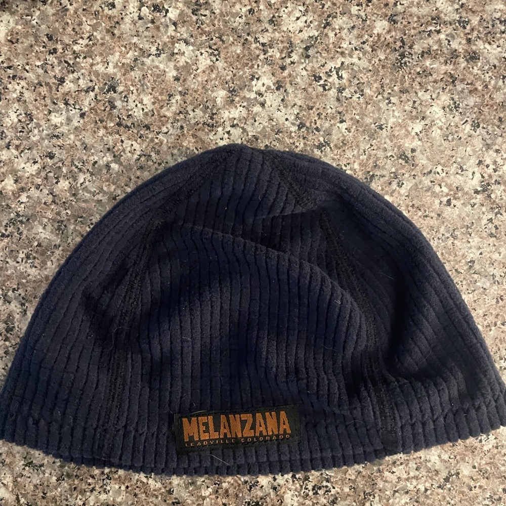 NEW Melanzana Micro Grid Beanie- navy- size small